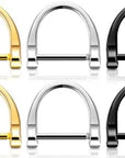 3 Pairs D Shape Key Ring with Screw Shackle for Car Key Leather Craft Purse Keychain Ring Horseshoe Shape 3 Colors Black Silver Gold