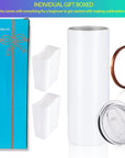10 Pack Sublimation Tumblers Bulk Straight Skinny Tumbler Blanks 20Oz for Heat Transfer, Individual Gift Boxed, Double Wall Insulated Tumbler with Shrink Wrap Films & Heat Tape & Straws