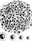 1200Pcs Black Wiggle Googly Eyes, 3D round Plastic Sticker Eyes, Self-Adhesive Eyes DIY Scrapbook Crafts Decoration, Crafts Gifts for Kids Age 4+ (4Mm-12Mm)