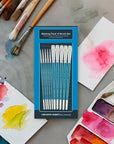 Masking Fluid Paint Brushes (Set of 10) - Watercolor Brushes Contains Synthetic Hair W/Short Wood Handles