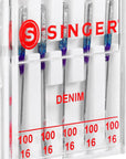 Denim Sewing Machine Needles, Size 100/16-5 Count