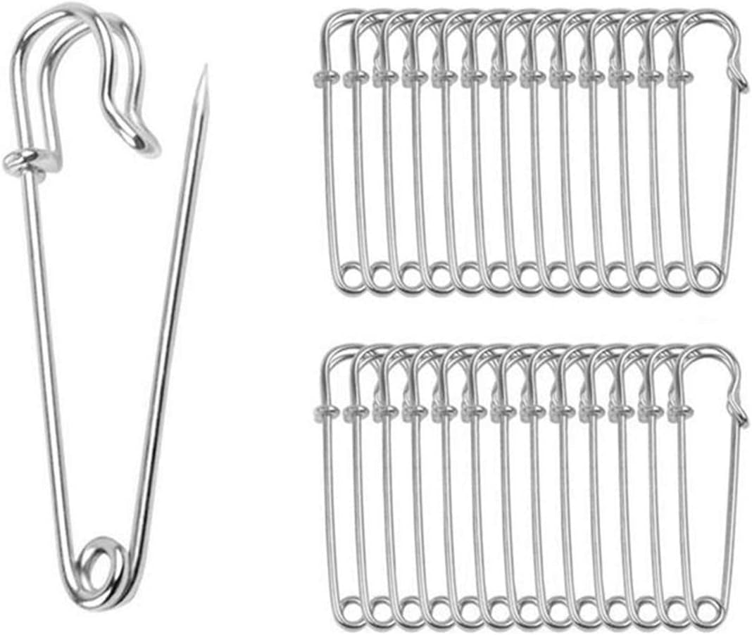 Pack of 30 Large Safety Pins, 2.76" Heavy Duty Blanket Pins Bulk Steel Spring Lock Pins Fasteners for Blankets Crafts Skirts Kilts Brooch Making