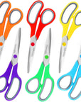 Scissors, 8" Scissors All Purpose Bulk Set of 6-Pack, Sharp Scissors for Office School Supplies Student Teacher Scissors Home Art Craft Sewing Fabric Scissor, Comfort Grip, Right/Left Handed