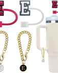 4 PCS Initial Letter Charm Accessories and Straw Cover Pack- Chains with Initial Letter for Stanley 20 30 40 Oz Tumbler with Handle