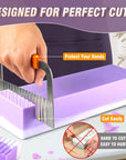 Silicone Soap Mold - 2Pcs Flexible Soap Molds for Soap Making Comes with Wood Box, Stainless Steel Wavy + Straight Scraper Cutters Rectangular Loaf Soap Mold