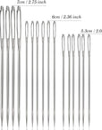 Large-Eye Needles Steel Yarn Knitting Needles Sewing Needles Darning Needle, 9 Pieces (Pointed)