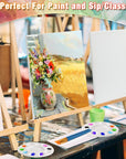 Easels with Canvas Set 78 Pcs Paint and Sip Kit With12Inch Easels& 8X10 Stretched Canvas Painting Supplies with Easels Paint Night Kit,Paint Party Set,Painting Set for Adults/Kids