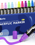 10-Piece Jumbo Acrylic Paint Markers, 15Mm Felt Tip, Waterproof, Odorless, Non-Toxic, Multi-Surface Art Supplies for Rock Painting, DIY Crafts Making