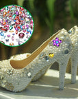 320 Pieces Sew on Rhinestone Glass Crystals Acrylic Gems with Hole Silver Prong Setting Flatback Claw Mix Shape Mix Size for DIY Crafts Dress Clothes Shoes Bag Decorations