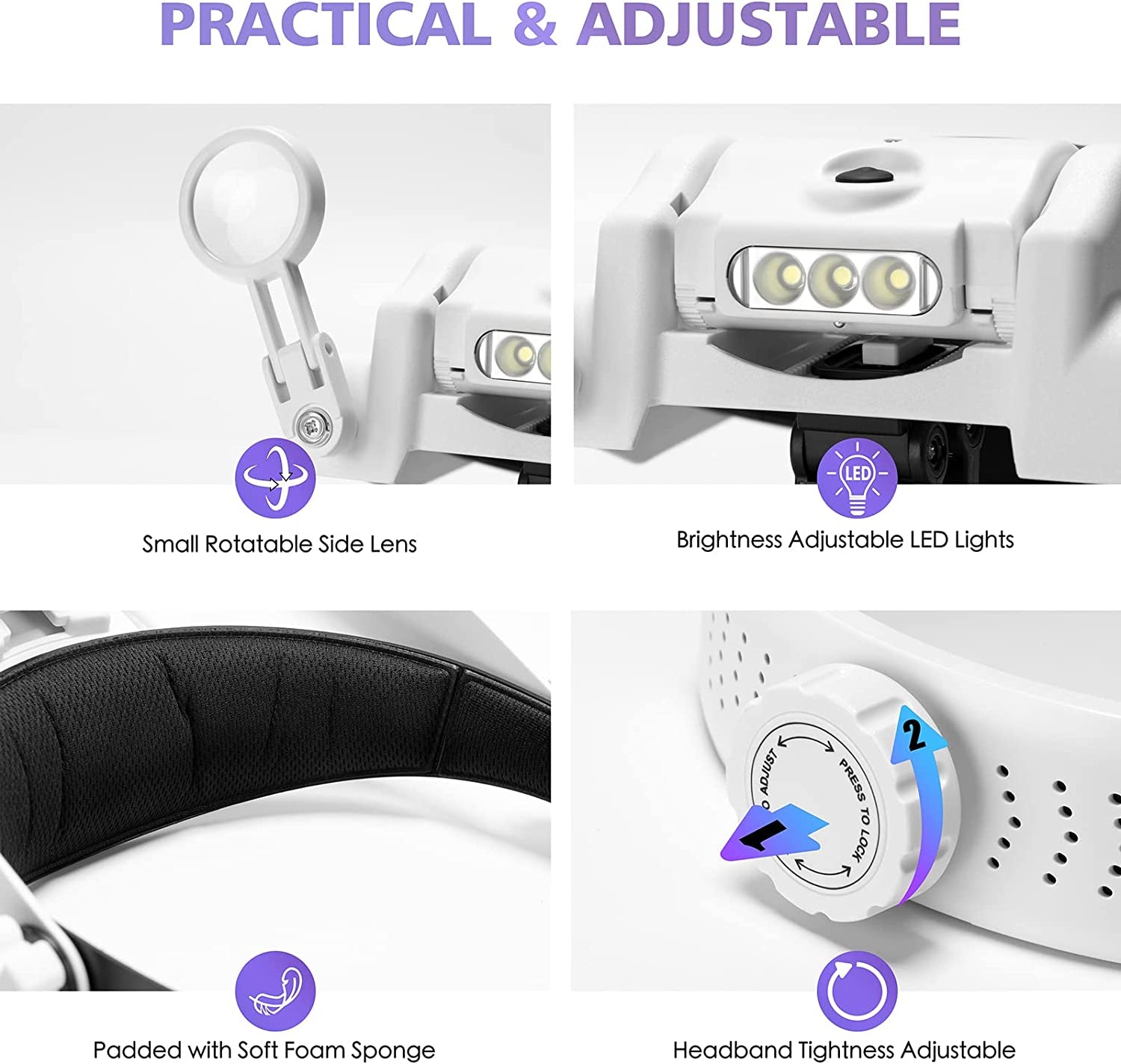 Magnifying Glass with Light Hands Free - 1X to 14X Magnifying Glasses with Light for Close Work, Jewelers Magnifying Glass Magnifying Headset with 6 Lenses for Hobby, Reading, Crafts