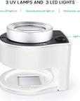 30X Loupe Magnifier with 6 Light,Desktop Portable Metal Magnifier Folding Scale Sewing Magnifing Glass for Textile Optical Jewelry Tool Coins Currency (White)