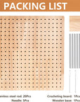 9.25 in Blocking Board for Crocheting with Pins, Wooden Crochet Square Blocking Board Mat with 20 Pcs Steel Pins 5 Needles (9.25 In)