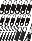 Zipper Pull, Universal Zipper Pull Replacement Kit, Removable Zipper Pulls Tab Replacement (20 Pcs), Black Zipper Pulls for Jackets, Luggage, Backpacks, Purses, Boots, Pants, Tents, (3 Styles 4 Sizes)