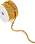 36 Total Yards 5Mm Twisted Gold Cord for Crafts, Gold Rope Ribbon for Sewing, Upholstery Trim,Household Decorations, 2 Rolls of 0.2" Reinforced Polyester Cordage, 18 Yards per Roll