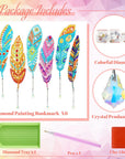 6 Pcs Diamond Painting Bookmarks Kits DIY 5D Feather Bookmark Rhinestone DIY Bookmarks Crystal Diamond Art Bookmarks Acrylic Bookmarks for Adult Arts Supply Crafts Gifts