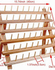 60-Spools Wooden Thread Holder Sewing and Embroidery Thread Rack and Organizer Thread Rack for Sewing with Hanging Hooks