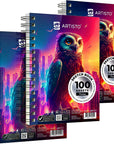 5.5X8.5” Premium Sketch Book Set, Pack of 3 (300 Sheets), 68Lb (100Gsm), Spiral Bound, Acid-Free Drawing Paper, Perfect for Most Dry Media