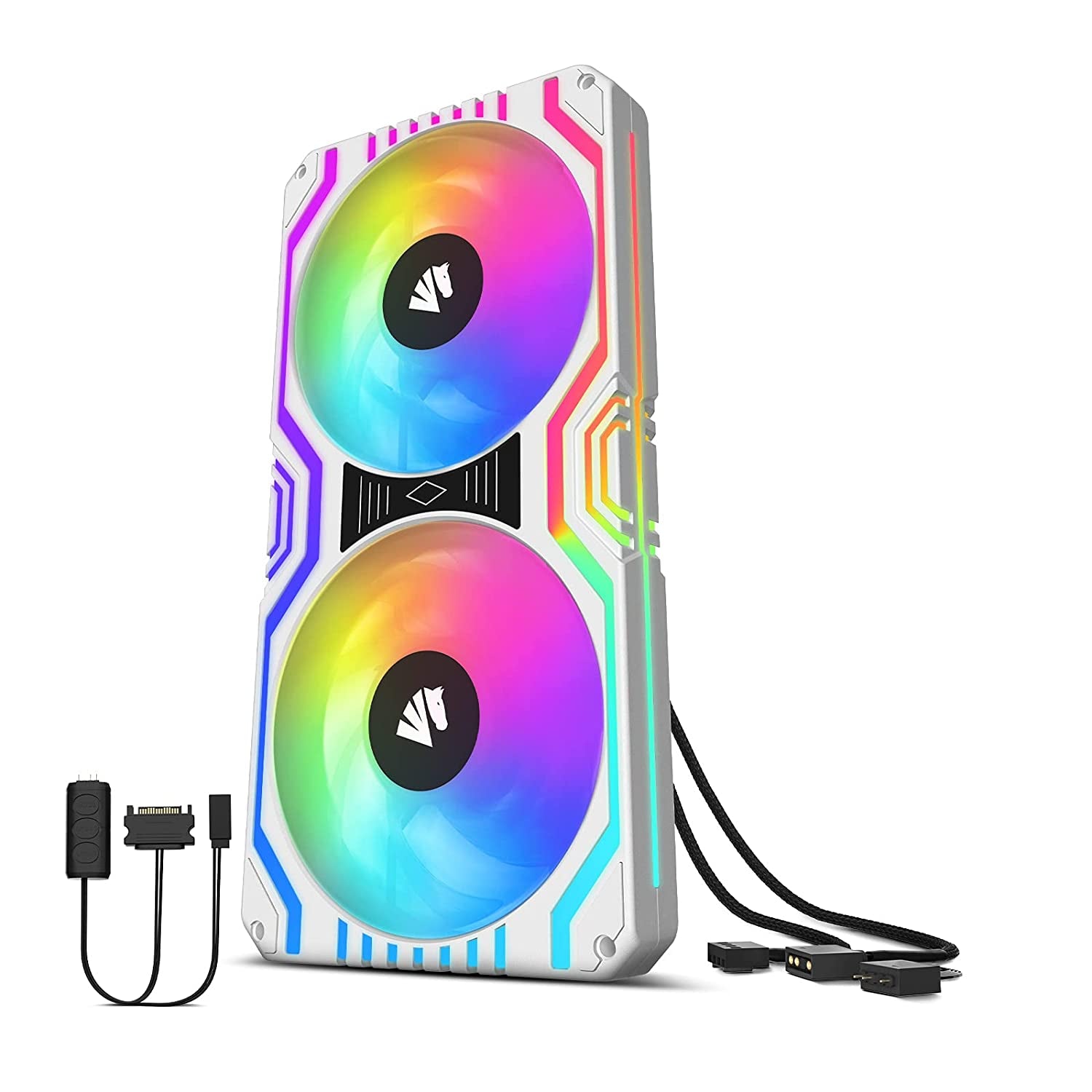 Matrix-Black 48 Addressable RGB Leds 240MM All-In-One Square Frame Integrated Fan with MB Sync/Analog Controller, Integrated PWM Control Fan for Computer Case and Liquid Cooling System