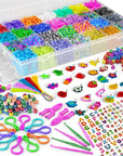 11,900+ Rubber Band Bracelet Refill Kit - 11,000 Premium Loom Bands in 28 Bright Colors, 600 S-Clips, 200 Beads, 30 Charms, 52 ABC Beads - Loom Bracelet Making Kit in a Huge Giftable Case