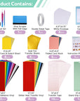 Accessories Bundle for Cricut Joy, 70Pcs Ultimate Accessories and Supplies with Adhesive Vinyl Sheets, Folded Card Stock, Card Mat, Weeding Tools, Crafting Starter Kit for Cricut Projects