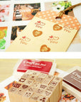 Pack of 25 Pcs Small Heart Shape Wooden Rubber Stamps with Box for DIY Craft Card and Photo Album (Red)