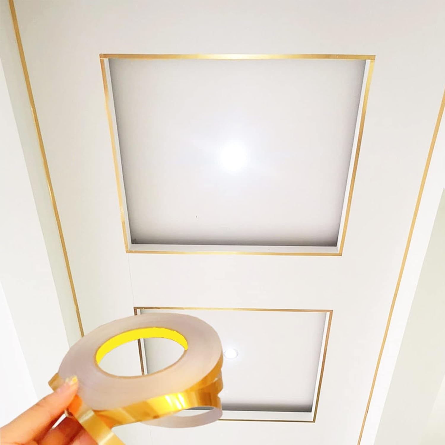 Peel and Stick Gold Metalized Polyester Mylar Film Craft Tape, Self-Adhesive Wall Molding Trim with Vibrant Mirror-Like Finish for DIY Projects Decorative Graphic Arts, 55Yds X 0.4In