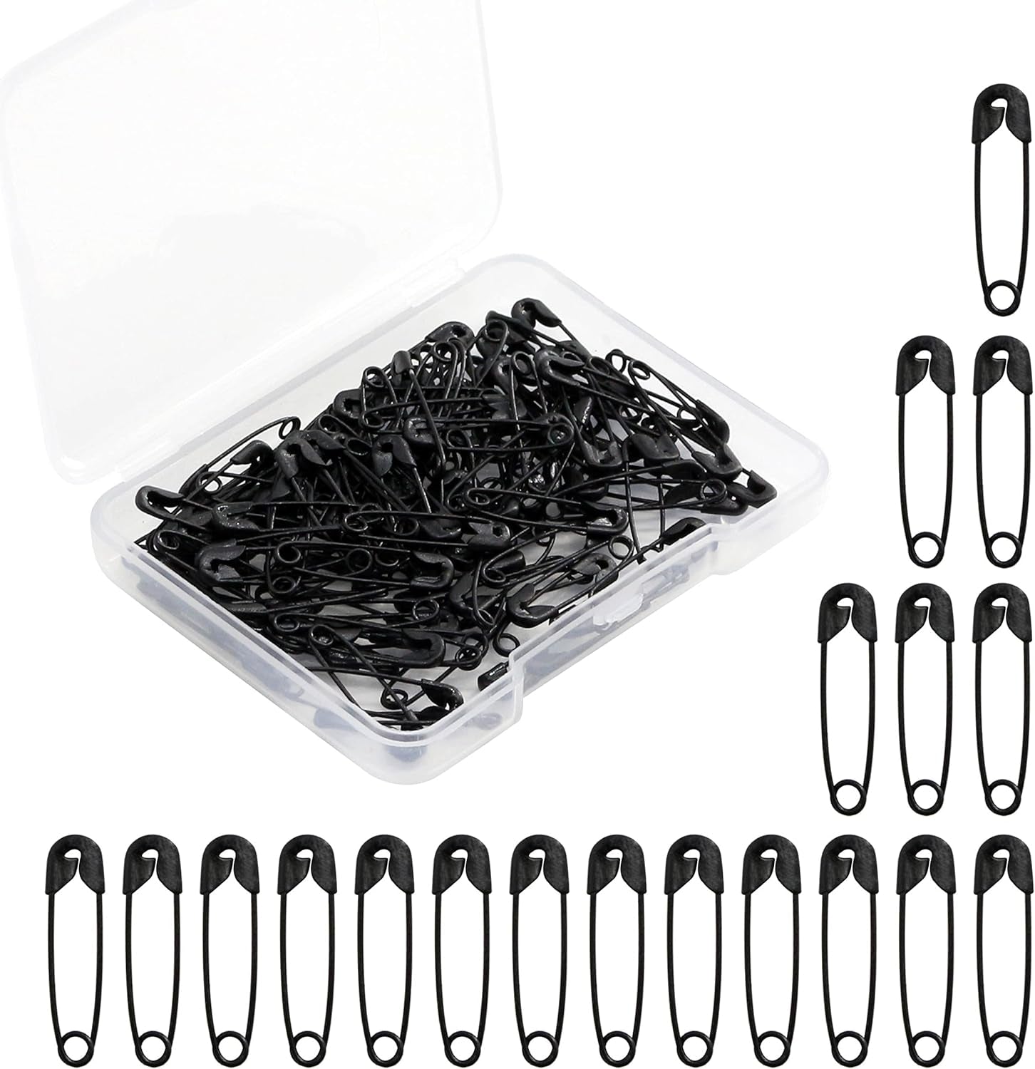 Safety Pins 150Pcs 19Mm Safety Pins for Clothes for Clothing Sewing Handicrafts Quilting Jewelry Making,Black Hijab Pins (Black)