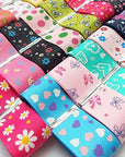 Assorted 20 Yards Grosgrain Ribbon Bow Daisy Butterfly Cake Love Heart Dots Flower Rose Smile Face Craft DIY Packing Hair Bow Accessory