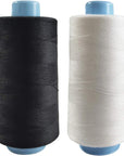 2 Spools Polyester 3000 Yards Sewing Thread Spools, 40/2 Nylon Thread for Sewing Machine, Heavy Duty Household - White and Black