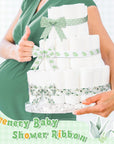 8 Rolls Greenery Baby Shower Ribbon 7/8 Inch Welcome Baby Craft Ribbon Eucalyptus Leaves Print Grosgrain Ribbon for Gift Wrapping Baby Shower Gender Reveal Party Diaper Cake Decor, 40 Yard Total
