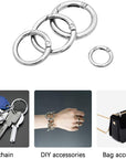 16PCS Spring O Ring Zinc Alloy round Carabiner Snap Trigger Buckle DIY Clip 4 Styles for Key Chains Bag