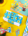 4 Rolls Summer Wired Ribbon 24 Yards Flip Flop Fabric Decorative Ribbon Summer Theme Sunshine Fabric Ribbon Beach Party Stripe Craft Ribbon for Summer Wreath Bow DIY Craft Wrapping, 2.5 Inch