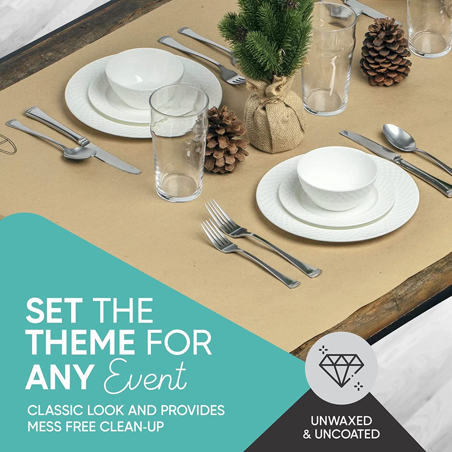 Made in USA Brown Kraft Paper Jumbo Roll 30" X 2400" (200Ft) Ideal for Gift Wrapping, Art, Craft, Postal, Packing, Shipping, Floor Protection, Dunnage, Parcel, Table Runner, 100% Recycled Material