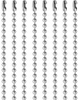 Pack of 50 Ball Bead Chain, Dog Tag Chain Necklace Bulk 24 Inches Silver Nickel Plated Ball Chain for Jewelry Making DIY Crafts 2.4Mm Bead Adjustable Metal Pull Chain with Matching Connector