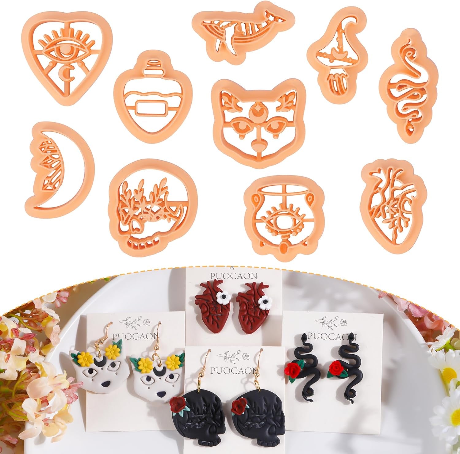 Luna Moth Polymer Clay Cutters - 16 Shapes Clay Cutters for Earrings, Moth Shapes Clay Cutters for Polymer Clay Jewelry Making, Mystical Drop Dangle Earrings Clay Earring Cutters