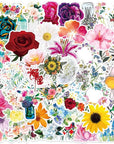 100Pcs Flower Stickers Pack for Water Bottle, Cute, Vinyl, Aesthetic, Trendy, Waterproof Stickers and Decals for Hydroflask Laptop Scrapbooking Phone,Flower Gifts for Adults Women Teens Girls