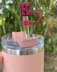 4 PCS Initial Letter Charm Accessories and Straw Cover Pack- Chains with Initial Letter for Stanley 20 30 40 Oz Tumbler with Handle