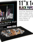 11" X 14" Premium Black Heavyweight Paper Sketch Pad, Pack of 2, 30 Sheets Each, 64Lb (140Gsm) - Spiral Bound Artist Drawing Paper - Colored Pencils, Gel Pens, Oil Pastels