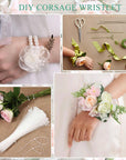 Corsage Wristlet Band 8Pcs Wrist Corsage Bracelets,Pearl Stretch Elastic Wristlets for Wedding Party Prom DIY Wrist Corsage Supplies