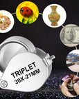 3 Pieces Jewelers Eye Loupe Set 10X, 20X and 30X Pocket Jewelry Loupe, Jewelers Eye Magnifying Glass Magnifier for Jewelry Coins Gems Stamps Watches Supplies (Silver)