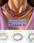 42000Pcs 2Mm Glass Seed Beads 12/0 Small Tiny Beads Kit with 150Pcs Alphabet Letter Beads Pendants Charms Jump Ring Elastic String for DIY Bracelets Necklace Jewelry Making Supplies