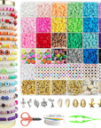 6200 Pcs Clay Beads Bracelet Making Kit, Flat round Polymer Heishi Friendship Bracelet Jewelry Kit with Charms and Elastic Strings for Girls 8-12 Gifts for Kids