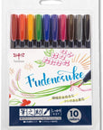 Fudenosuke Brush Pen - Hard - 10 Colors Set (WS-BH10C)