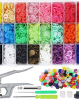1440Pcs Plastic Snap Buttons No-Sew Snap Fasteners T5 Snaps with Snaps Pliers Kit for Clothing Sewing,Rain Coat,Bibs,Clothes Crafting(24 Colors,360Sets)