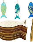 30Pcs Unfinished Fish Shaped Wood Cut Out Fish Wood DIY Crafts Cutouts Blank Wooden Fish Shaped Hanging Ornaments for Wedding Birthday Ocean Animal Themed Party Decoration