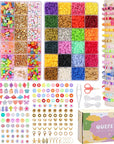 6000Pcs Clay Beads Bracelet Making Kit for Adults, 24 Colors Flat Heishi Clay Beads with Charms, Preppy Beads for Jewelry Earring Craft Making