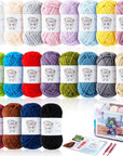 20 Skeins * 30G Crochet Set Kit for Beginners, Soft Cotton Yarn Kit for Crocheting Amigurumi and Crafts, Multicolor Yarn, 2 Crochet Hooks, 60% Cotton 40% Acrylic, Worsted Weight Yarn 4