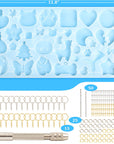 182Pcs Resin Molds Silicone Kit for Keychains, 32 Cavities Silicone Molds for Epoxy Resin Casting, Variety Shaped Resin Key Chain Molds Making Set DIY Ornaments Crafts Supplies