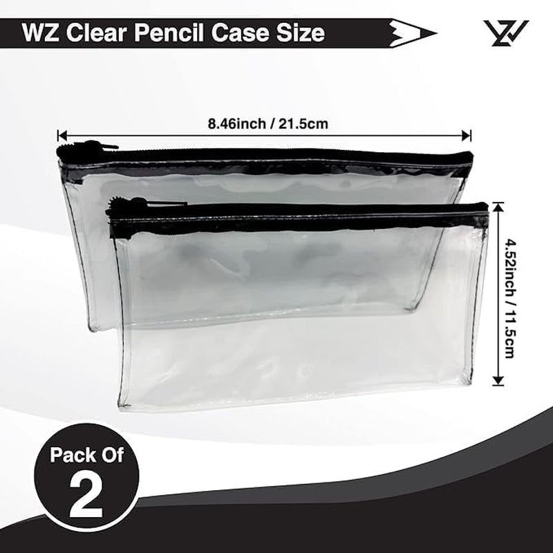 Pencil Case - Transparent PVC Pencil Cases with Zipper - Clear Pencil Case for Exams Pen Pencil Stationary - Pencil Case for Girls Boys (Pack of 2)