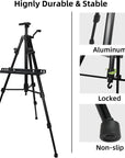 Artist Easel Stand Painting Stand Art Easel, 20"To 61" Art Easel for Painting Canvase & Displaying, Aluminum Adjustable Height Display Tripod with Portable Bag/Folding Keg/Apron.(Black)